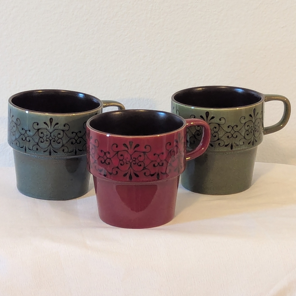 Pier 1 Stackable Ceramic Mugs